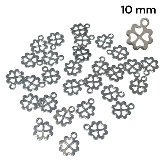 Paquete 30 Uds Dijes Trebol 16 mm Acero Ref: 31742-08