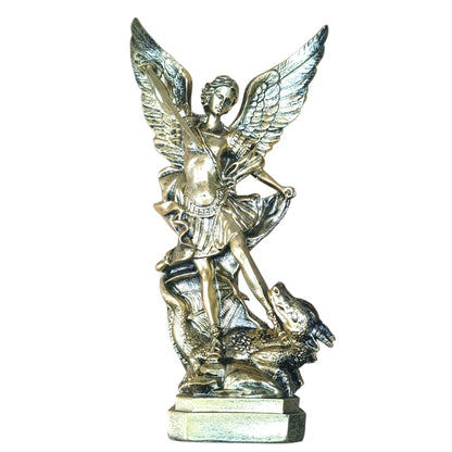 Figura En Resina San Miguel Con Dragon Aprox 30 Cms Aprox Color Oro 600103662