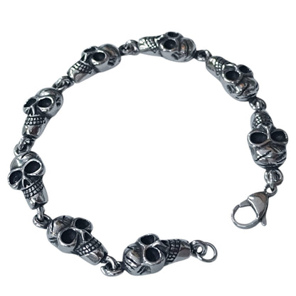 Pulsera Acero Calaveras 22 Cms Cierre Mosqueton 400104241-07