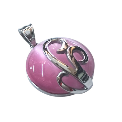 Colgante Acero Con Piedra Ojo De Gato Rosa 30 mm 29305-02