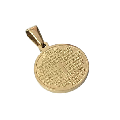 600103449-13 Colgante Acero Dorado Padre Nuestro 17 mm