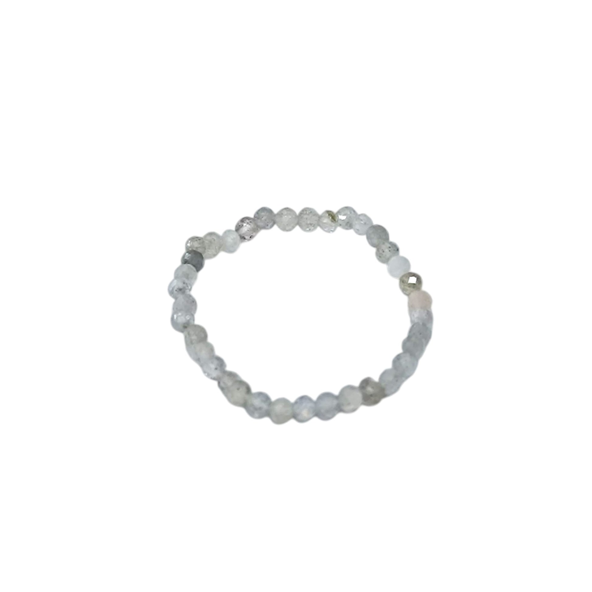 Paquete 3 Anillos Elastico Piedra Natural Labradorita 2 mm Facetado