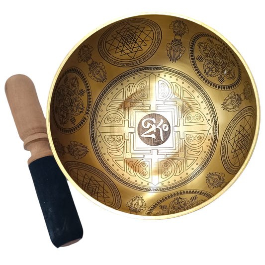 Cuenco Tibetano 5 Metales 17 Cms Aprox Color Dorado Grabado Aum/Om REF: 600304351