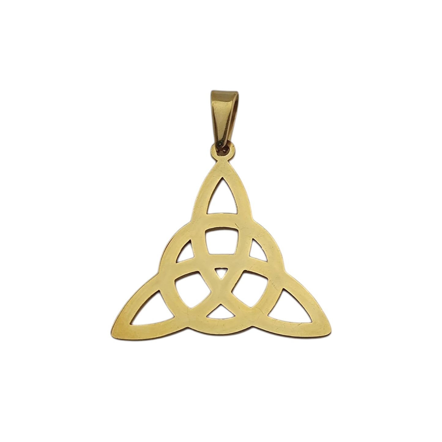 600103445_07 Colgante Acero Dorado Triquetra 35 mm