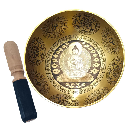 Cuenco Tibetano 5 Metales 17 Cms Aprox Color Dorado Grabado Buda REF: 600304351