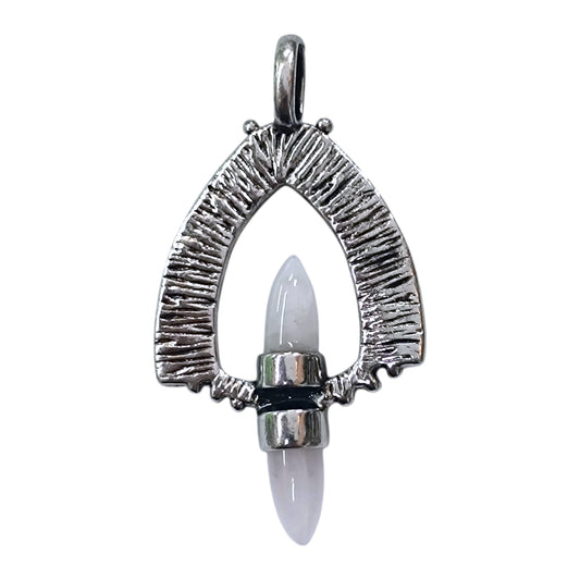 Colgante Metal Con Piedra Natural Cuarzo Rosa Doble Punta 6 Cms Aprox 49014-02