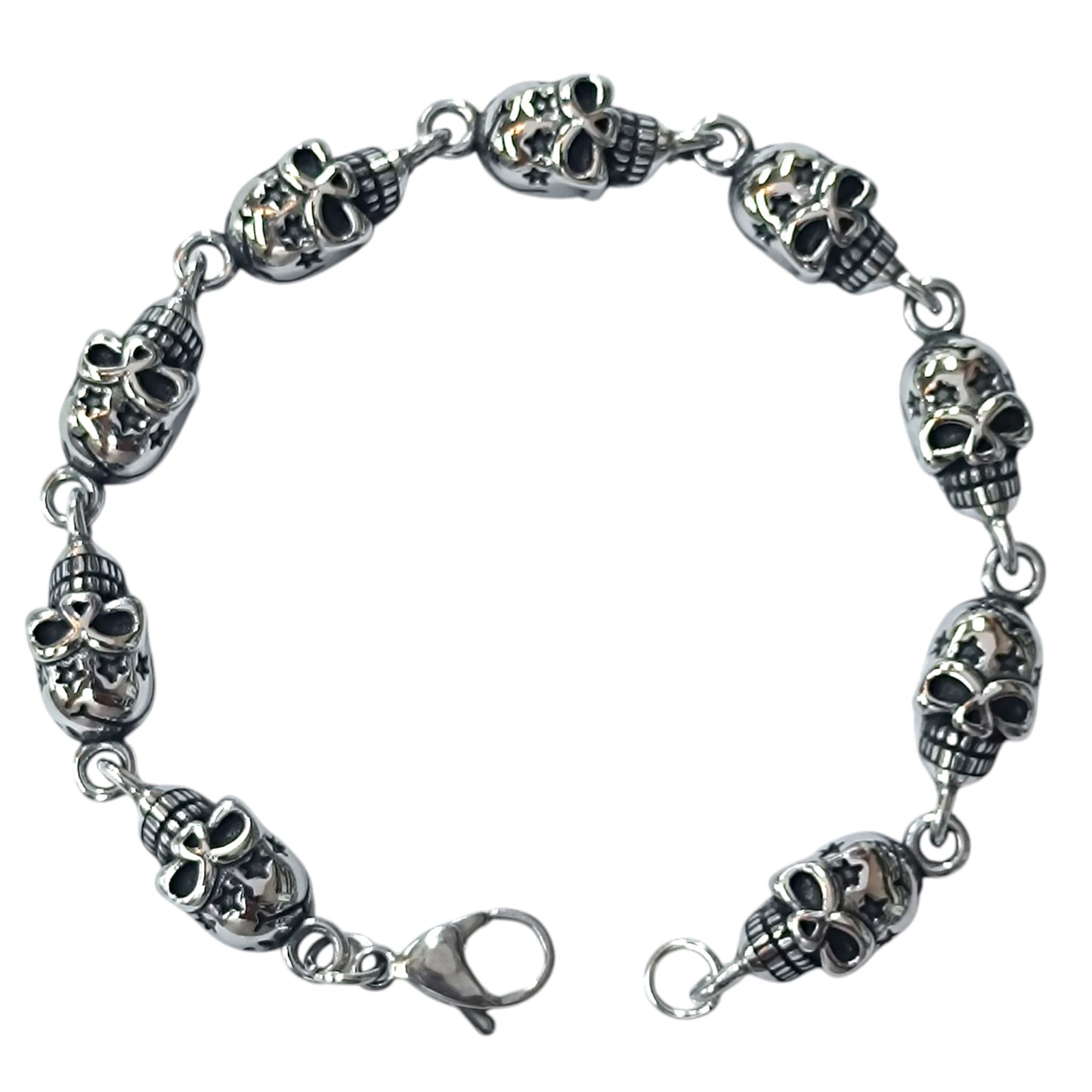 Pulsera Acero Calaveras 22 Cms Cierre Mosqueton 400104241-03