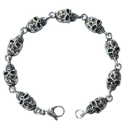 Pulsera Acero Calaveras 22 Cms Cierre Mosqueton 400104241-03