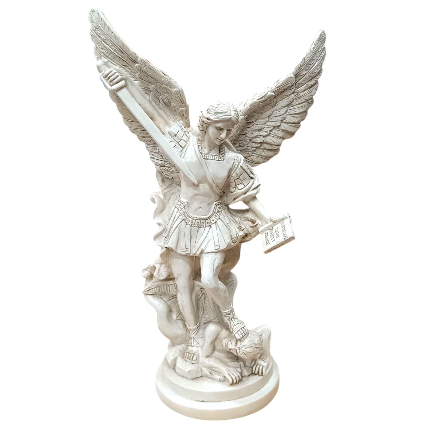 Figura En Resina Arcángel San Miguel 30 Cms Aprox En Color Blanco REF:600104408