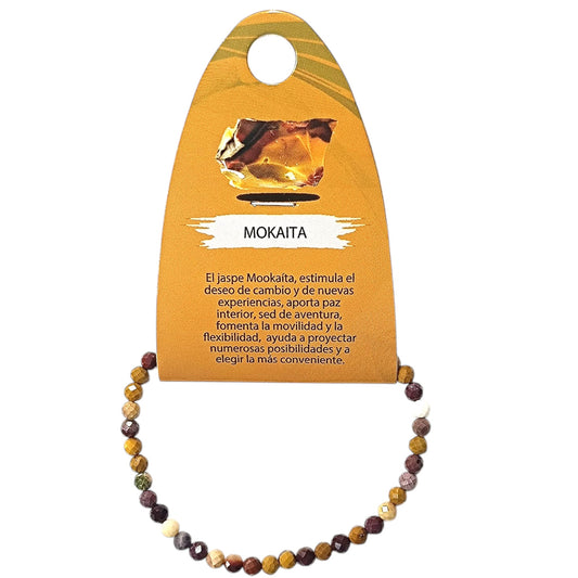 Pulsera Facetada Piedra Natural Mokaita 3 mm