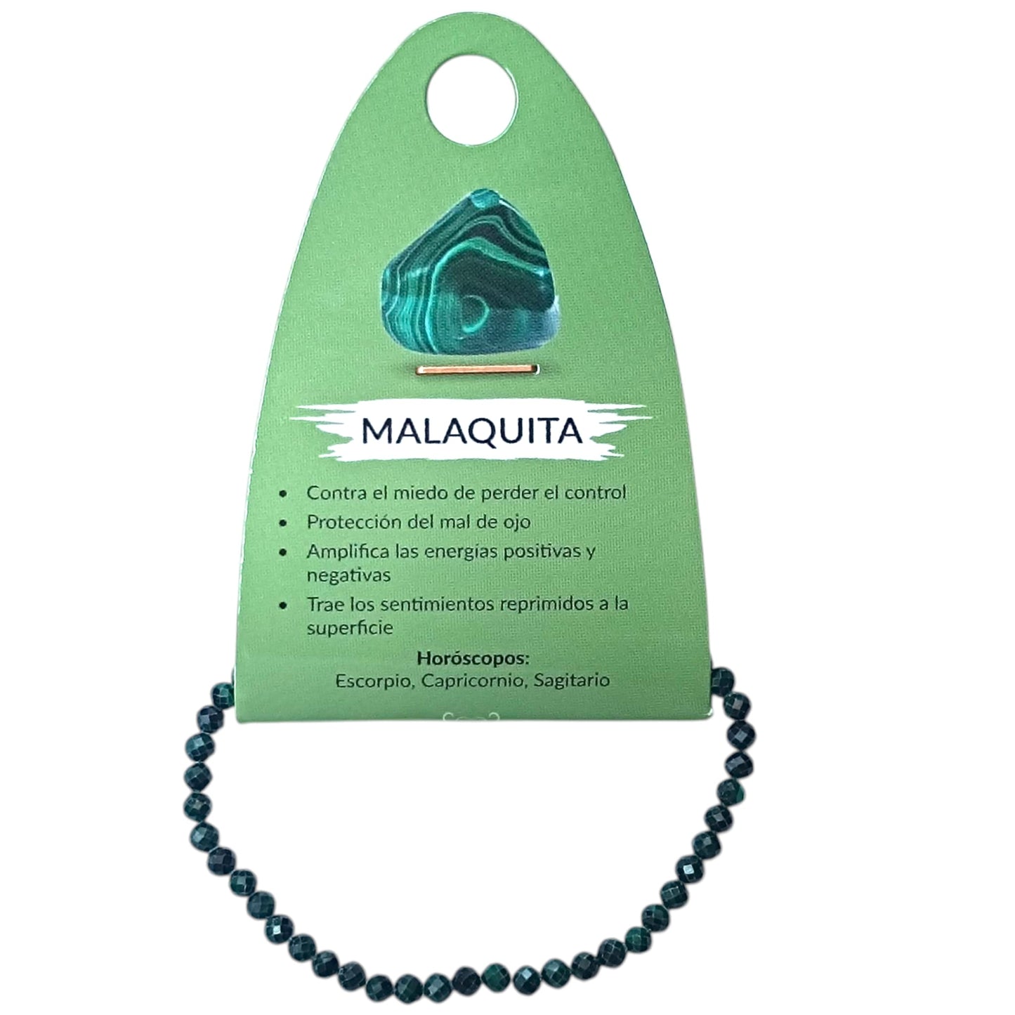 Pulsera Facetada Infantil Malaquita 3 mm 15,5 Cms Aprox 600604309