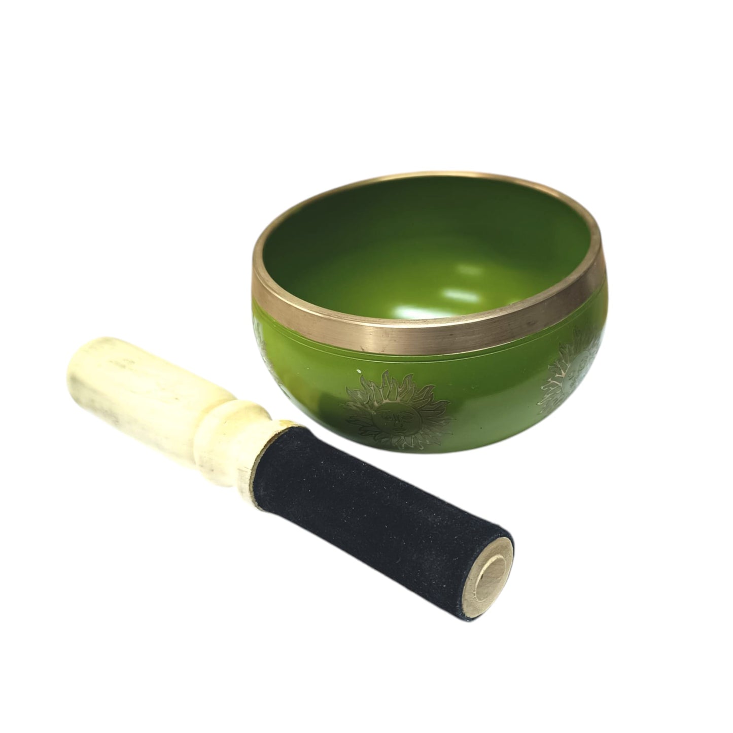 Cuenco Tibetano 4 Metales 11 Cms Aprox Color Verde Grabado Sol Y Luna 600303015
