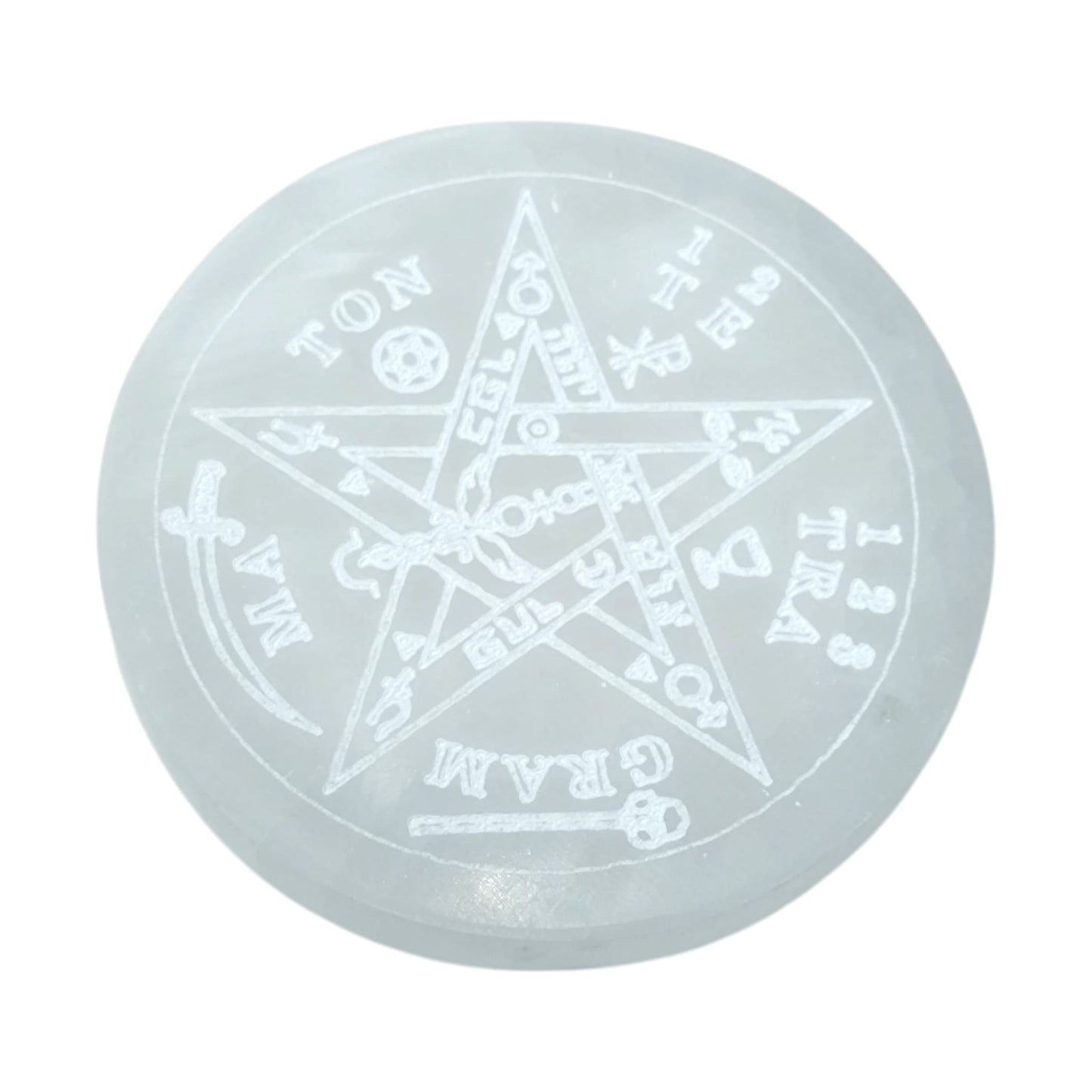 Plato Selenita Grabado Tetragramaton 10 Cms Aprox 400901653-N