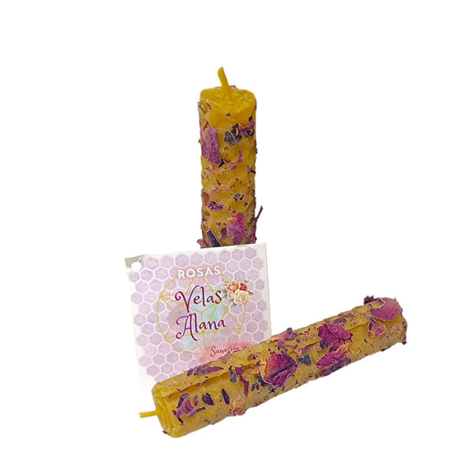Vela Miel Ritualizada de Rosas – Sanación y Amor 8 x 1.5 Cms (2 Uds) 61764