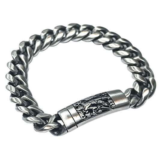 Pulsera Acero 21 Cms Cierre Grabrado Guerrero 600103479-03