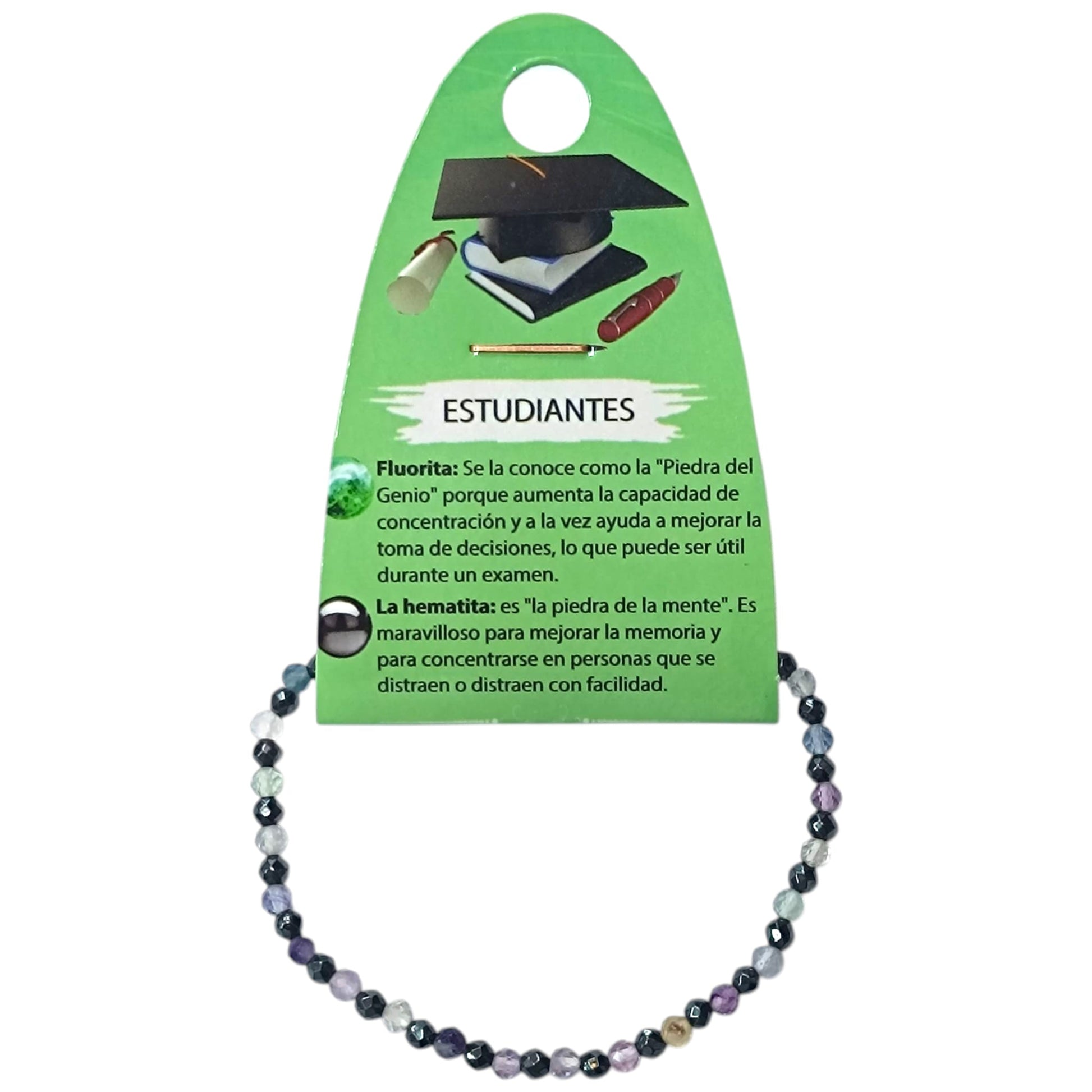 Pulsera Combinada Estudiante Fluorita Hematite 3 mm Facetada REF: 70226