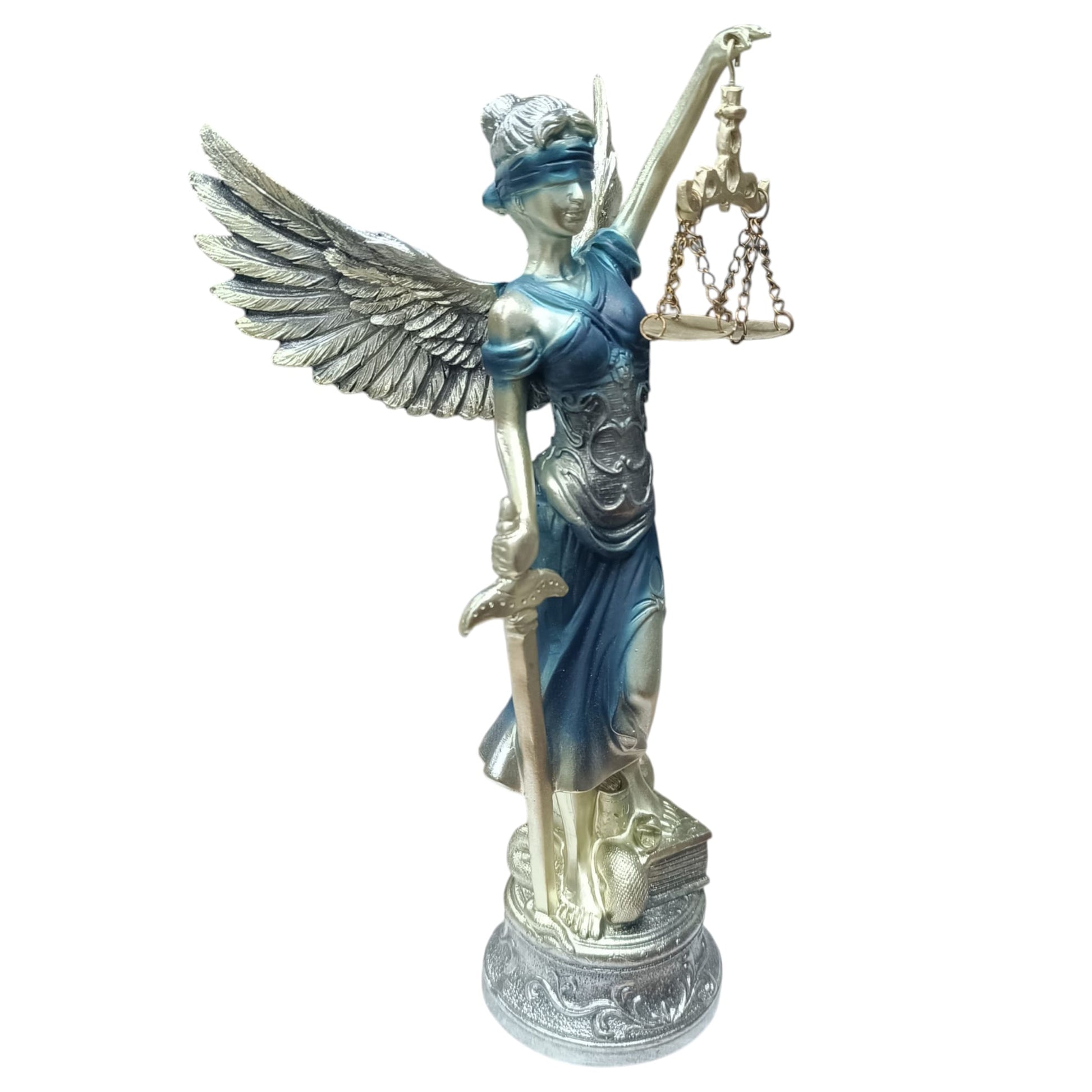 Figura En Resina Diosa De La Justicia Con Alas 29 Cms Apox Color Azul 600103404 - stonez