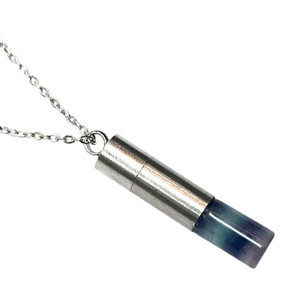 Collar Acero 45 Cms Cofre Deseo Con Piedra Natural Fluorita 600103553-25