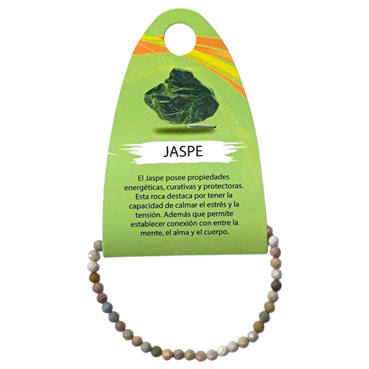 Pulsera Facetada Infantil Piedra Jaspe Policromo 3 mm 15,5 Cms Aprox 600604303