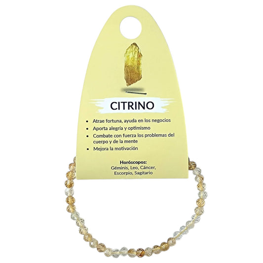 Pulsera Facetada Pedra Natural Citrino 4 mm