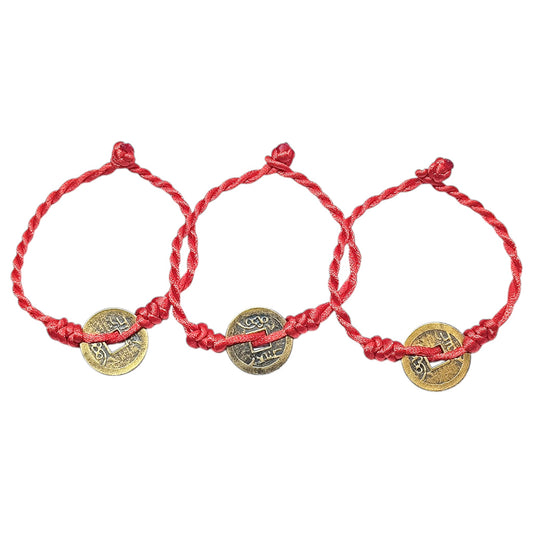 Paquete 3 Pulseras Hllo Macrame Moneda China 49503