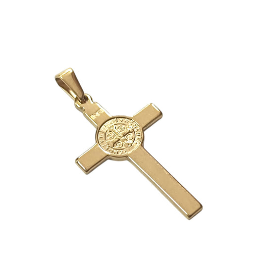 600103449-97 Colgante Acero Dorado Cruz San Benito 38 mm