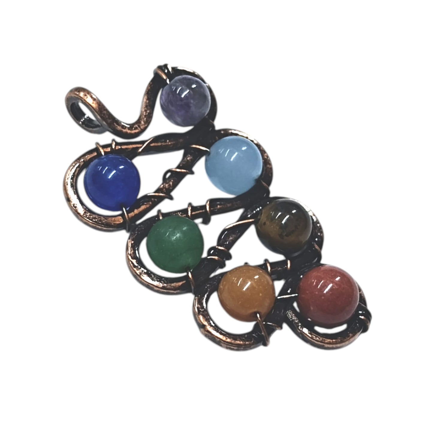 Colgante En Metal Color Bronce Con Piedra Natural 7 Chakras 5 Cms Aprox 111101002-03