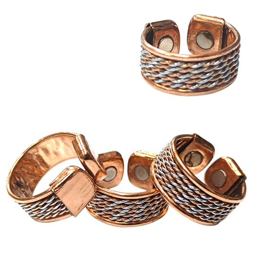 Paquete 4 Unidades Anillos Ajustable Cobre Con Imán REF:600304377-08 (EL TAMAÑO DEL ANILLO PUEDE VARIAR)