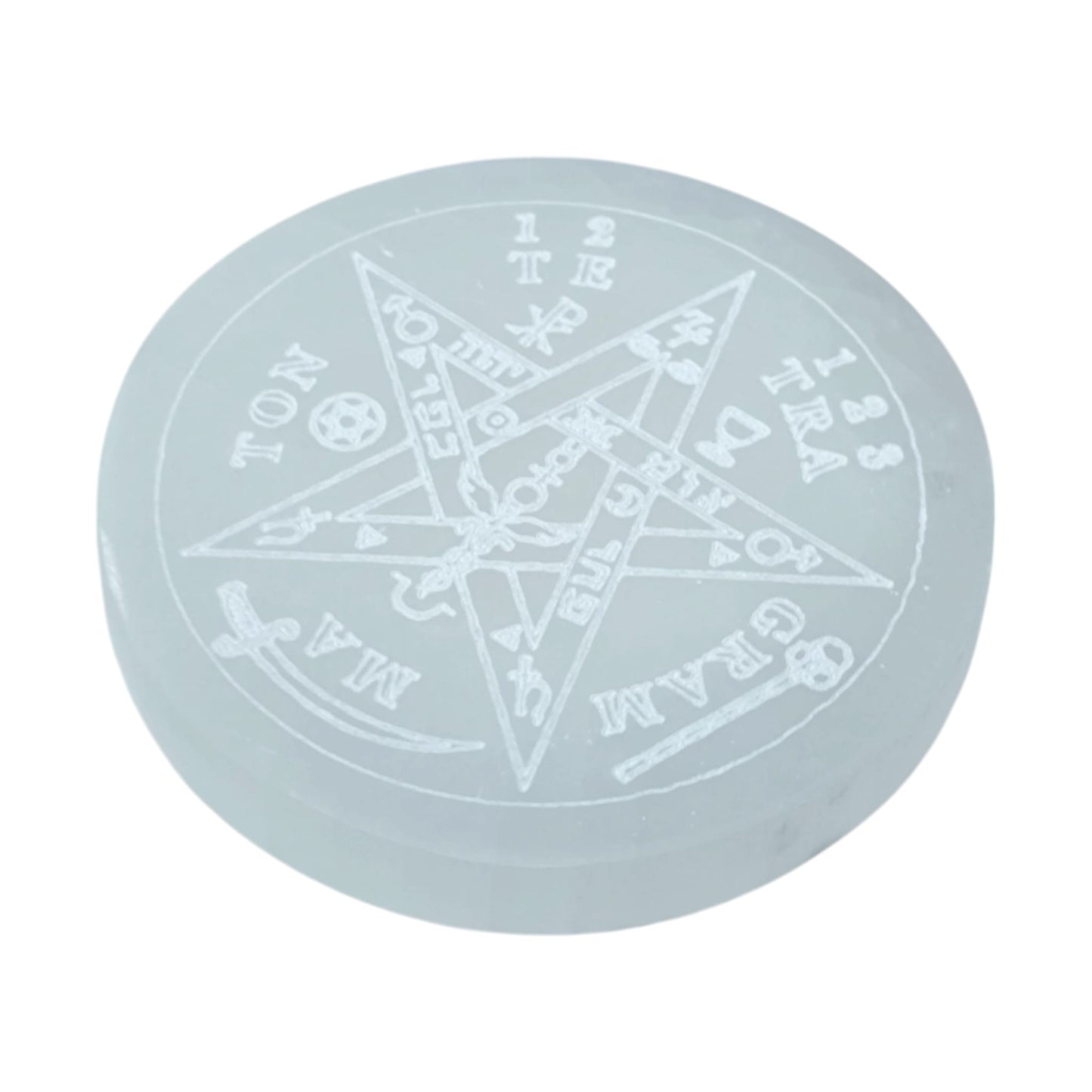 Plato Selenita Grabado Tetragramaton 10 Cms Aprox 400901653-N