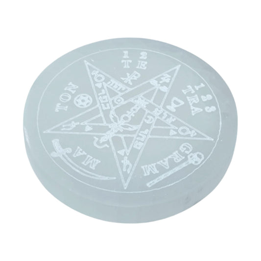 Plato Selenita Grabado Tetragramaton 10 Cms Aprox 400901653-N