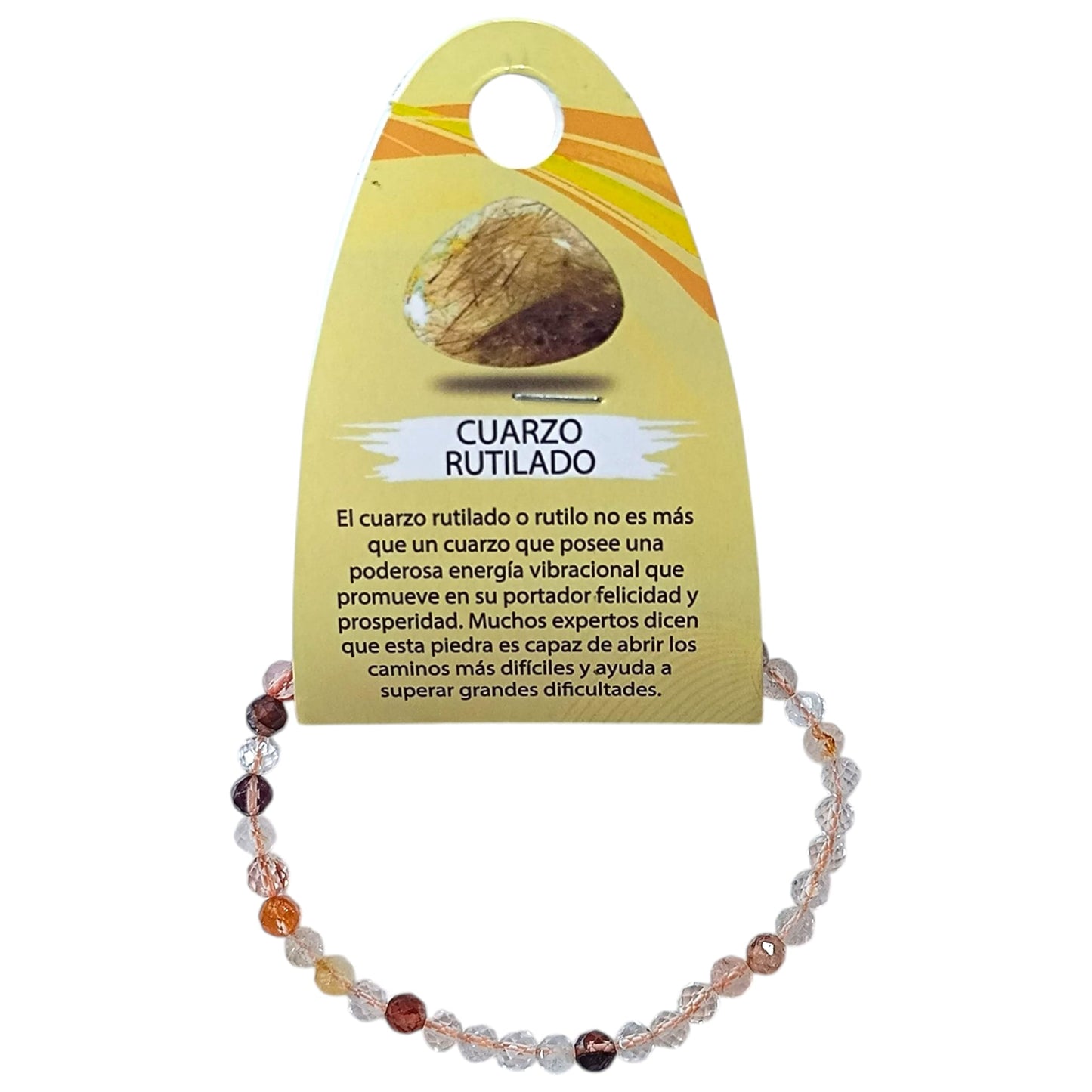Pulsera Facetada Piedra Natural Cuarzo Rutilado 4 mm Ref: 600604254