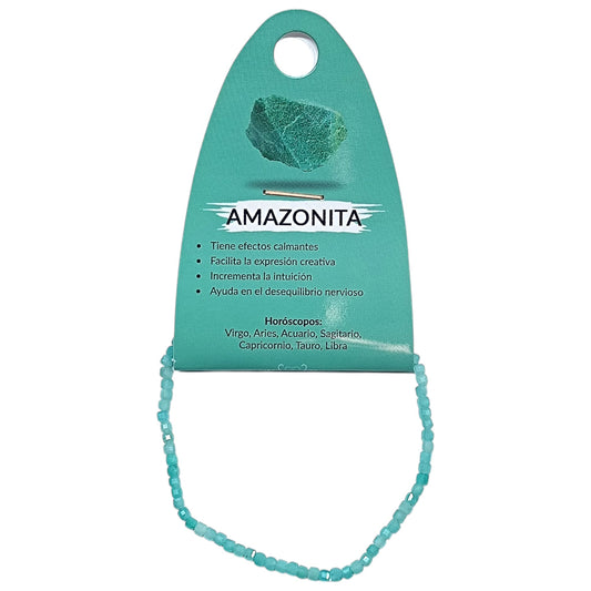 Pulsera Facetada Amazonita Cubo 2x2 mm 600604037