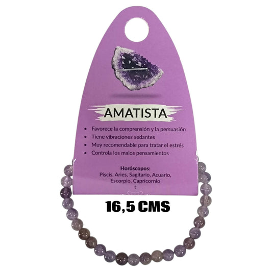 Pulsera Elastica Infantil 16,5 Cms Aprox Piedra Amatista 4 mm 600104510-05