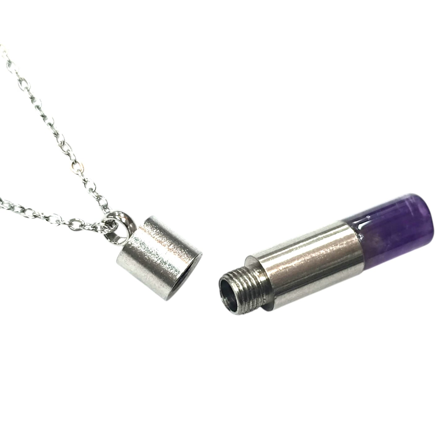 Collar Acero 45 Cms Cofre Deseo Con Piedra Natural Amatista 600103553-05