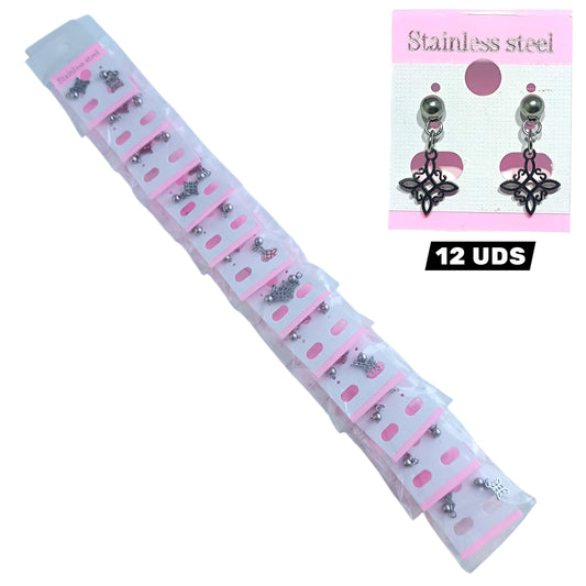 600104134-01 Paquete 12 Pares Pendientes De Acero Nudo De Brujas