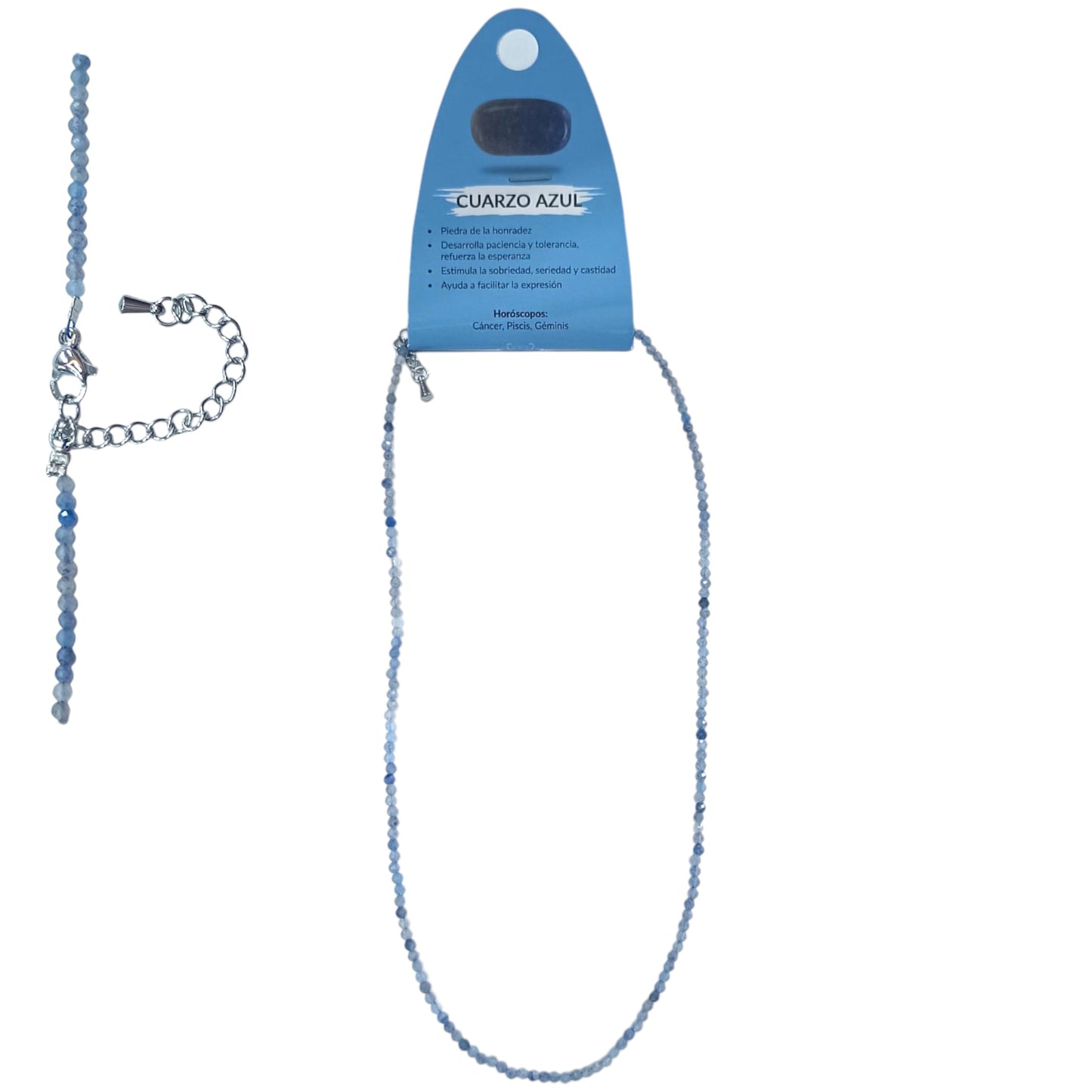 Collar Cuarzo Azul 2 mm Facetada 40+5 Cms Cierre Acero Ref: 600604210