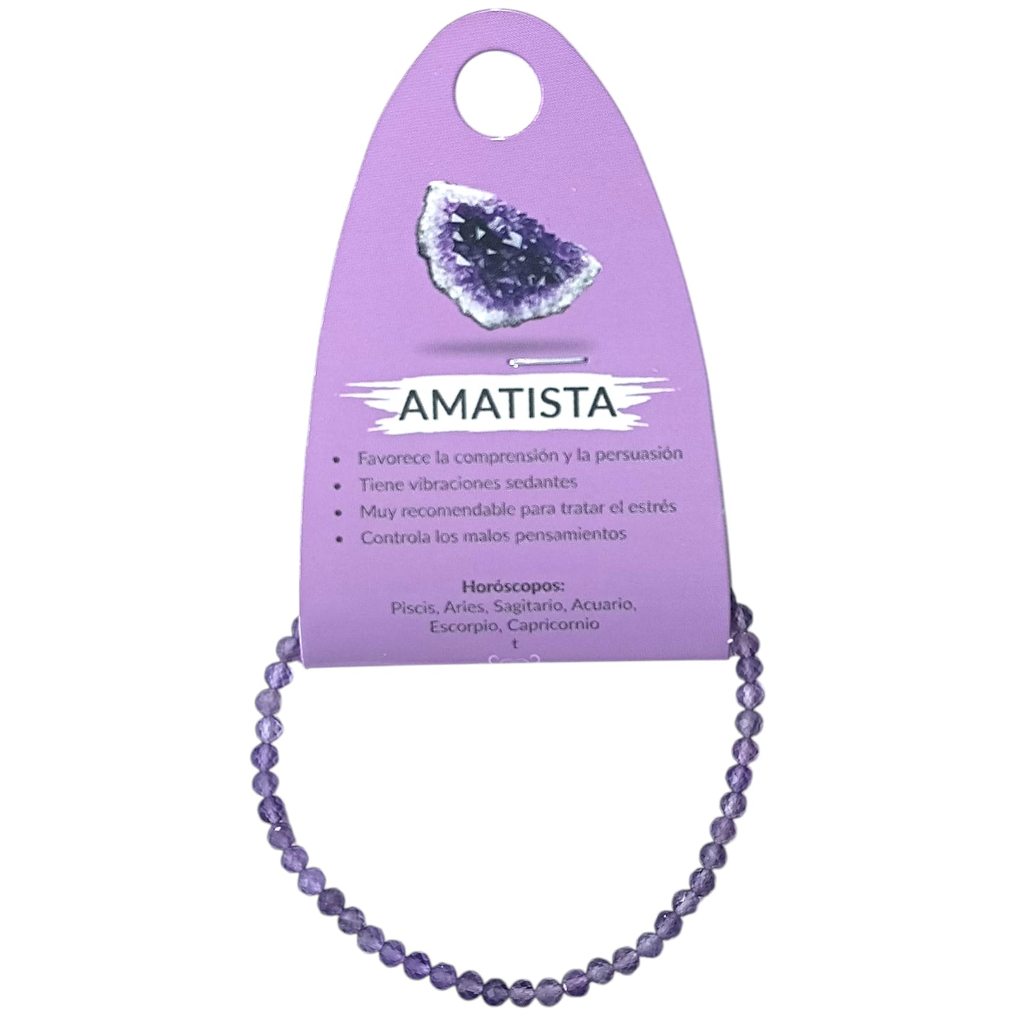 Pulsera Facetada Piedra Natural Amatista 3 mm