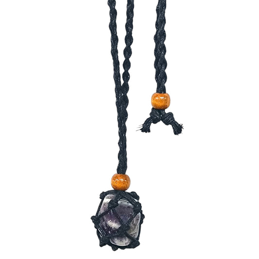 Jaula Macrame Para Mineral Largo 40 Cms (PIEDRA NO INCLUIDA)