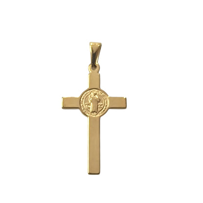 600103449-97 Colgante Acero Dorado Cruz San Benito 38 mm