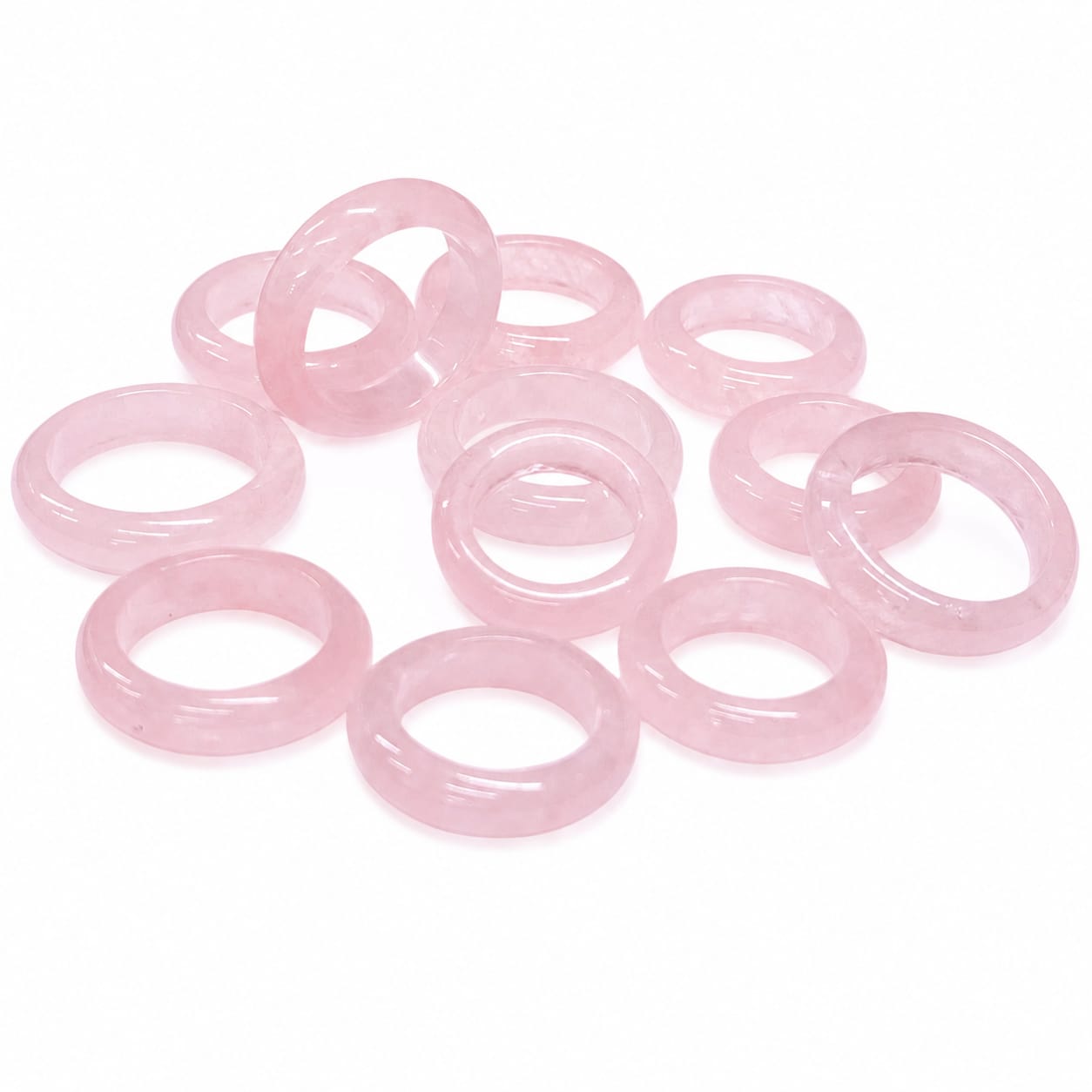 Paquete 12 Anillos Piedra Cuarzo Rosa Tallas Surtidas 600103400 El tono Puede Variar