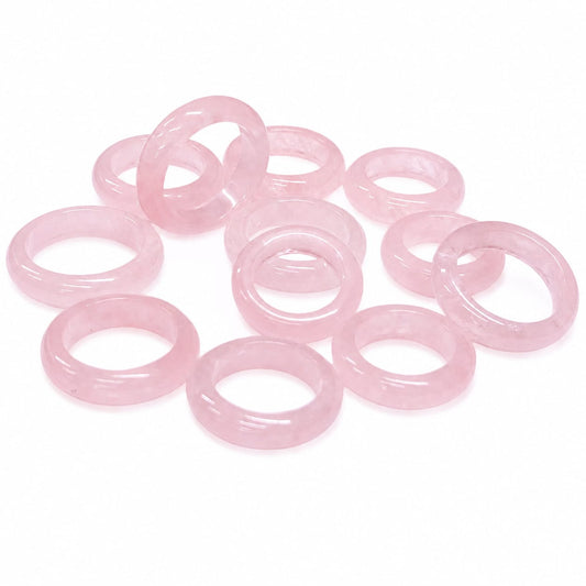 Paquete 12 Anillos Piedra Cuarzo Rosa Tallas Surtidas 600103400 El tono Puede Variar