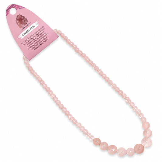 Collar Cuarzo Rosa 6 mm 59 Cms Cierre Acero 61087