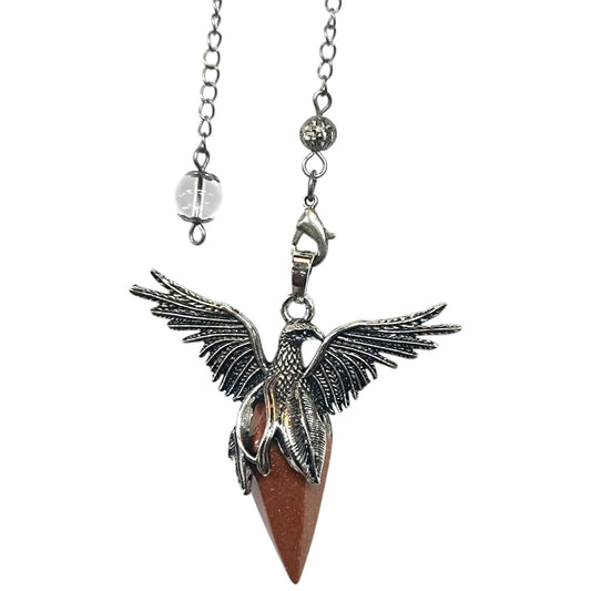 Pendulo Ave Fenix Con Piedra Natural Aventurina Dorada 5 Cms Aprox REF: 600104527