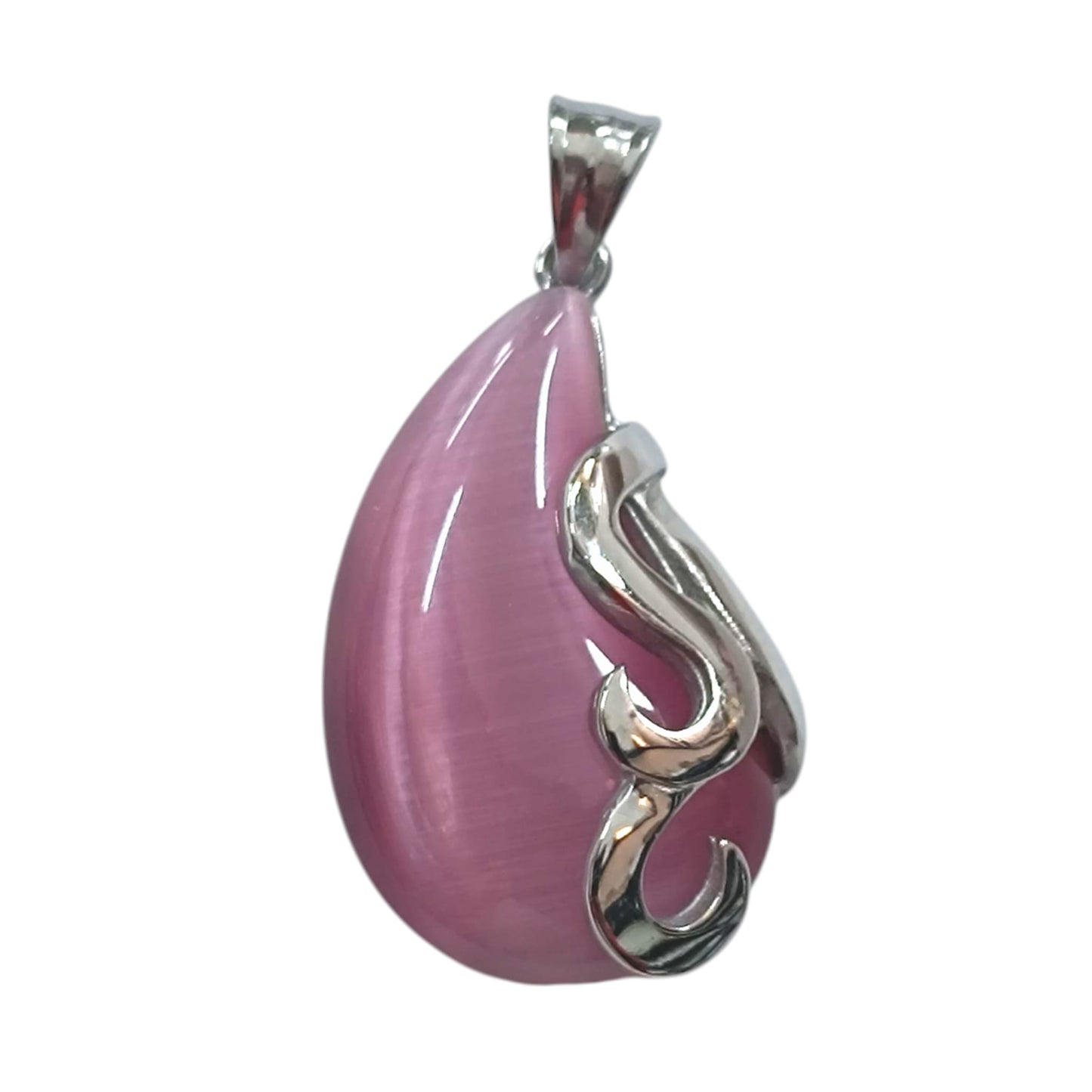 Colgante Acero Con Piedra Ojo De Gato Rosa 40 mm 29305-06