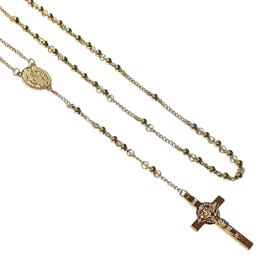 Collar Acero Dorado Rosario 70 Cms Bolas 4 mm 600103615