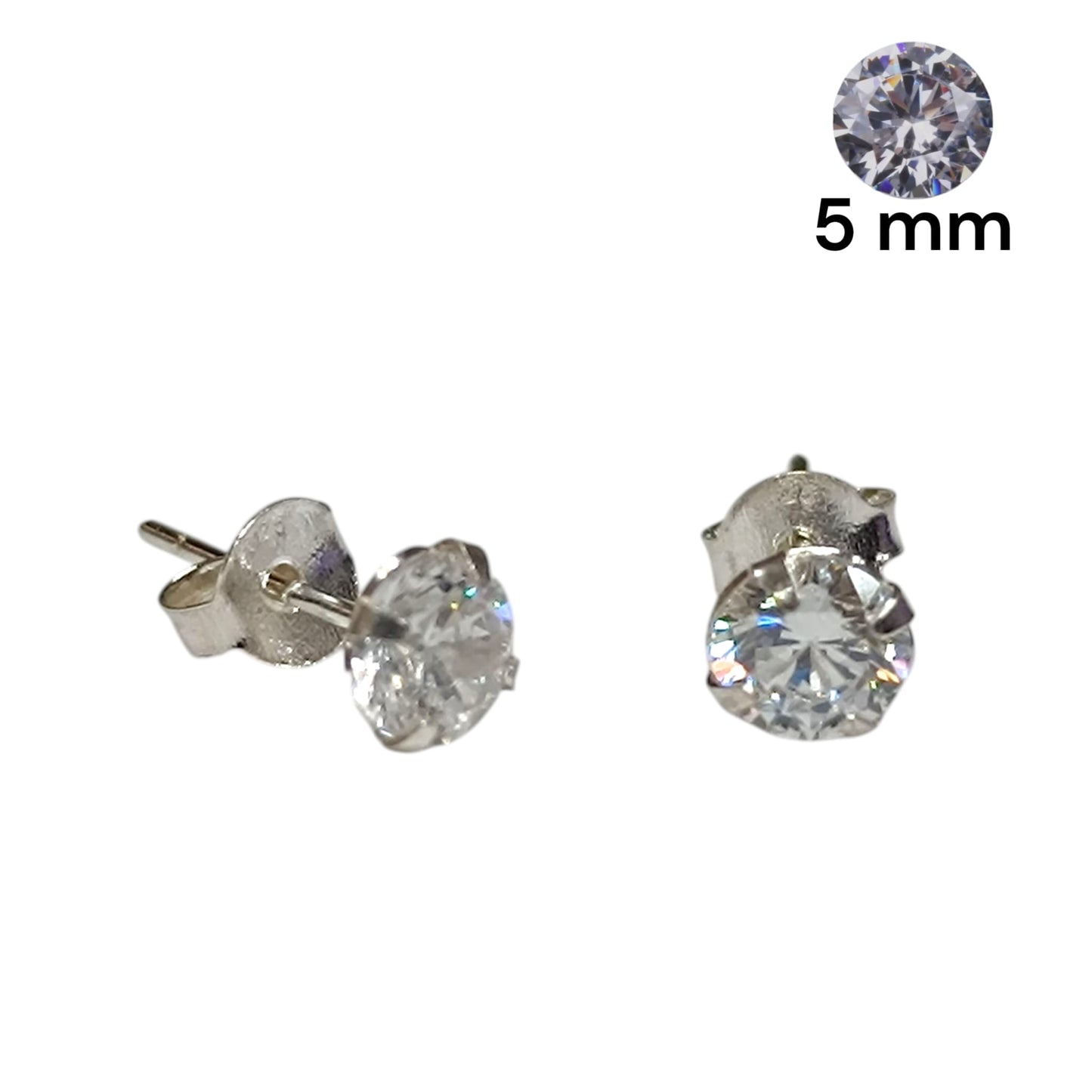 Pendientes Plata ley 925 Con Circonita Redonda 5 mm REF: 500203508