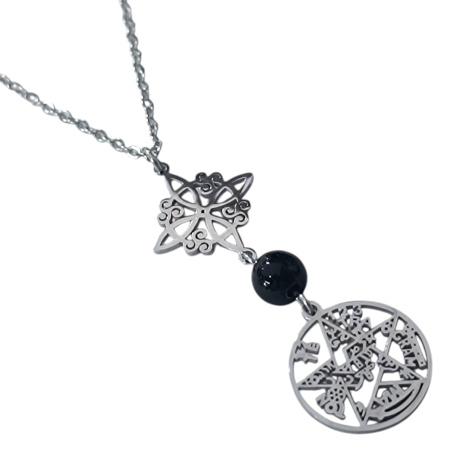 Collar Acero Doble Proteccion Y Piedra Natural Onix Cadena 40+5 Cms 400503247-15