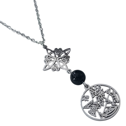 Collar Acero Doble Proteccion Y Piedra Natural Onix Cadena 40+5 Cms 400503247-15