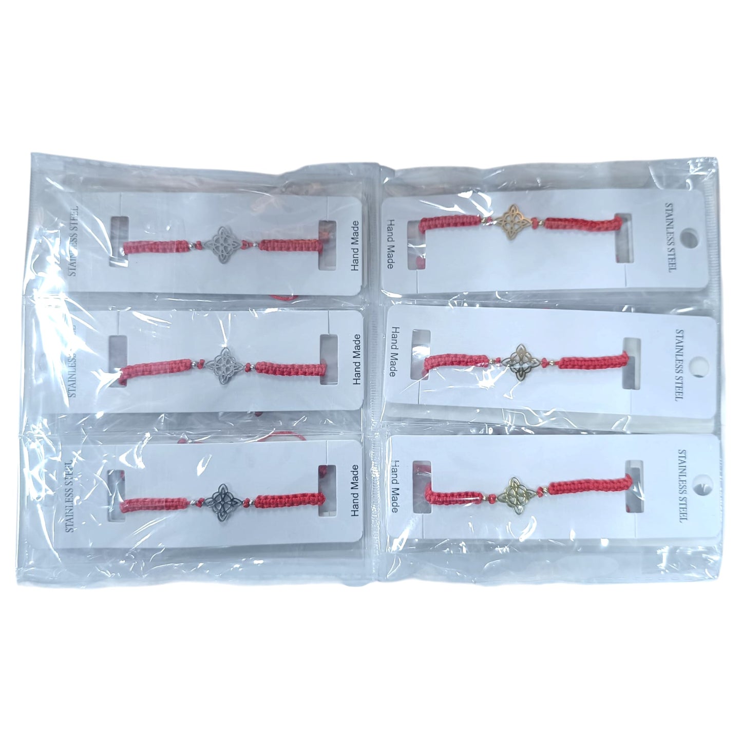 600104120 Paquete 12 Pulseras (6 DORADAS Y 6 PLATEADA) 7 Nudos Con Entrepieza Nudo De Bruja