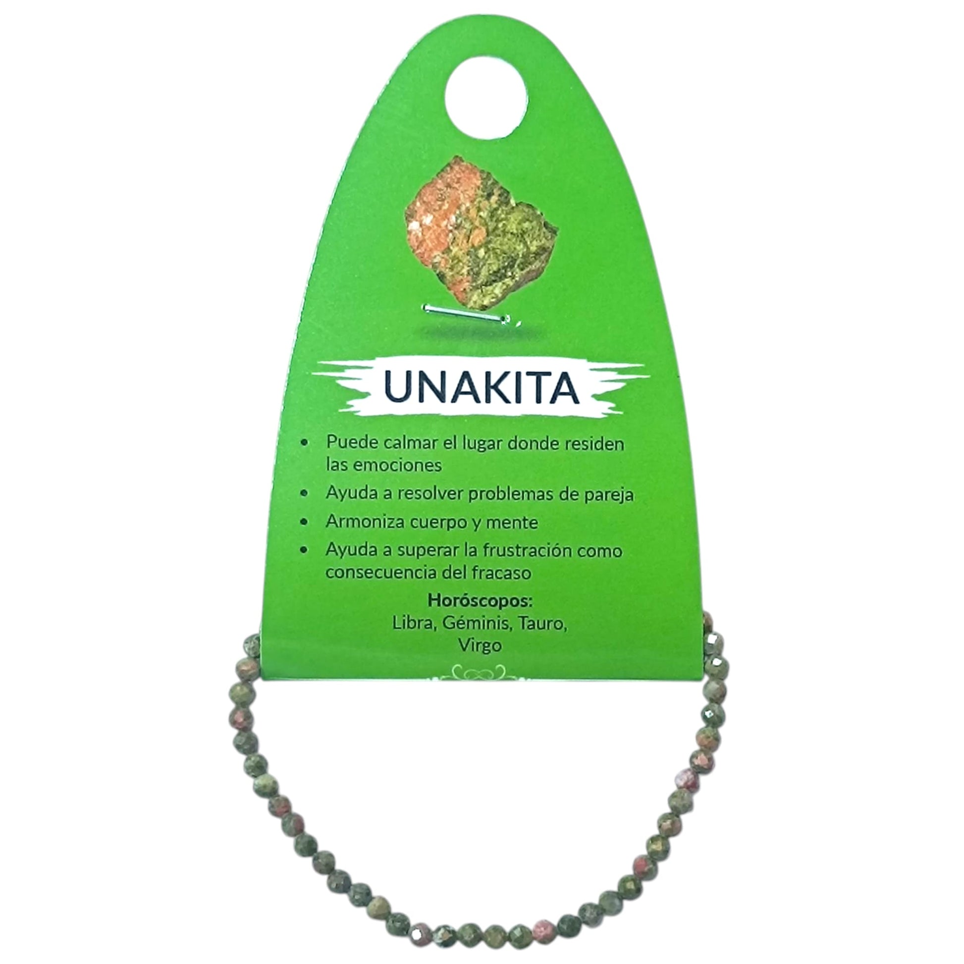 Pulsera Facetada Infantil Piedra Unakita 3 mm 15,5 Cms Aprox 600604287